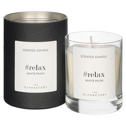 Свеча ароматическая The Olphactory, Relax Black, White Musk (новая), 40 ч