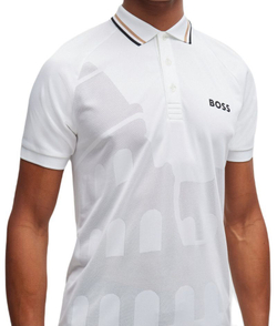 Мужское теннисное поло BOSS Patteo MB Slim-Fit Polo Shirt - white