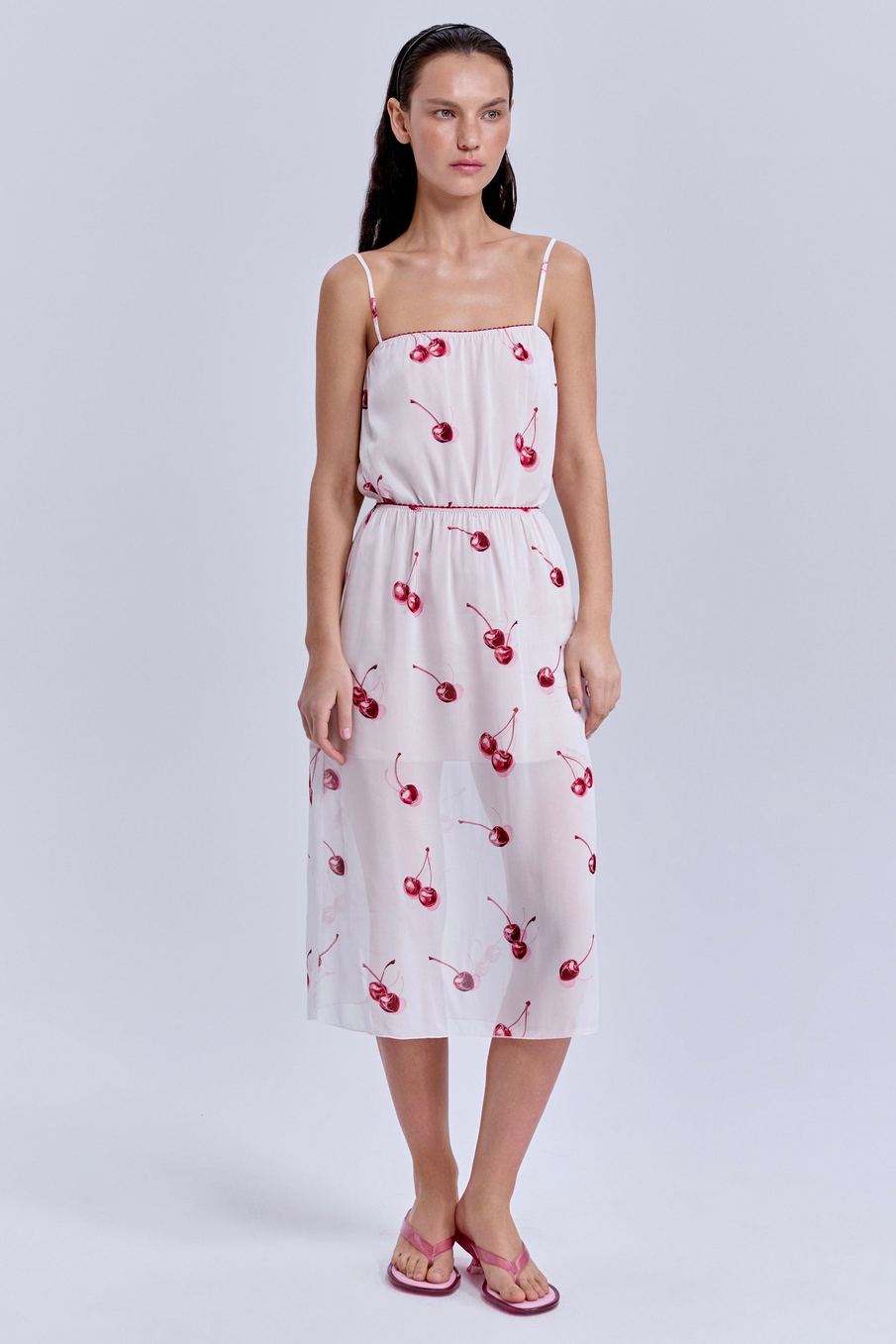 Юбка из шифона с принтом «вишни»