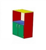 Стеллаж с дверками к дидактическому уголку для детского сада