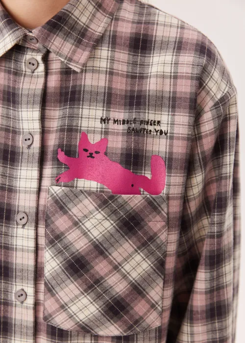 Рубашка CAT SURF серо-розового цвета