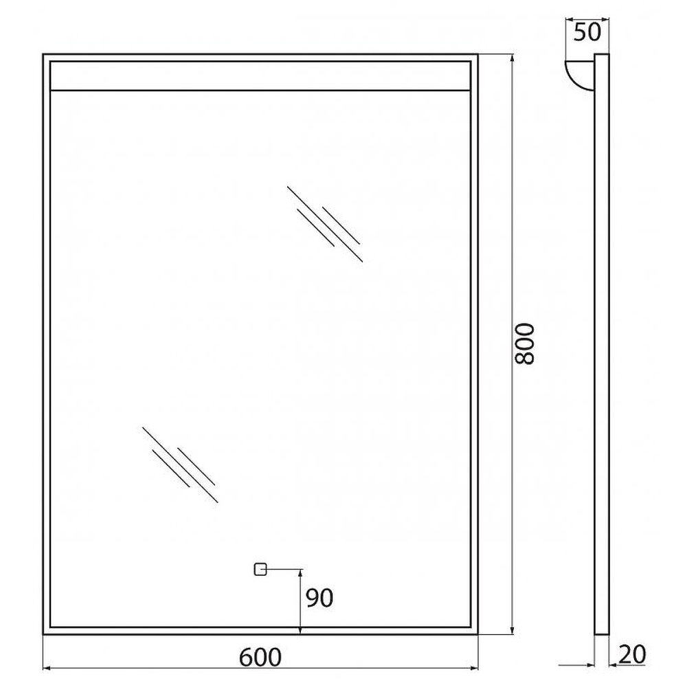 Зеркало BelBagno SPC-UNO-600-800-TCH с подсветкой с сенсорным выключателем