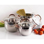 Кастрюля нерж, 5.9 л, с крыш, Daniks, Мадрид Gold, SD-324G, индукц