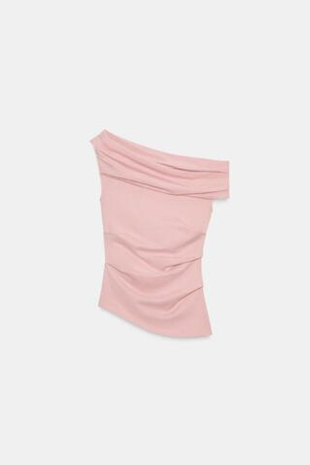 ZARA ТОП СО СБОРКАМИ, ПУДРОВО-РОЗОВЫЙ