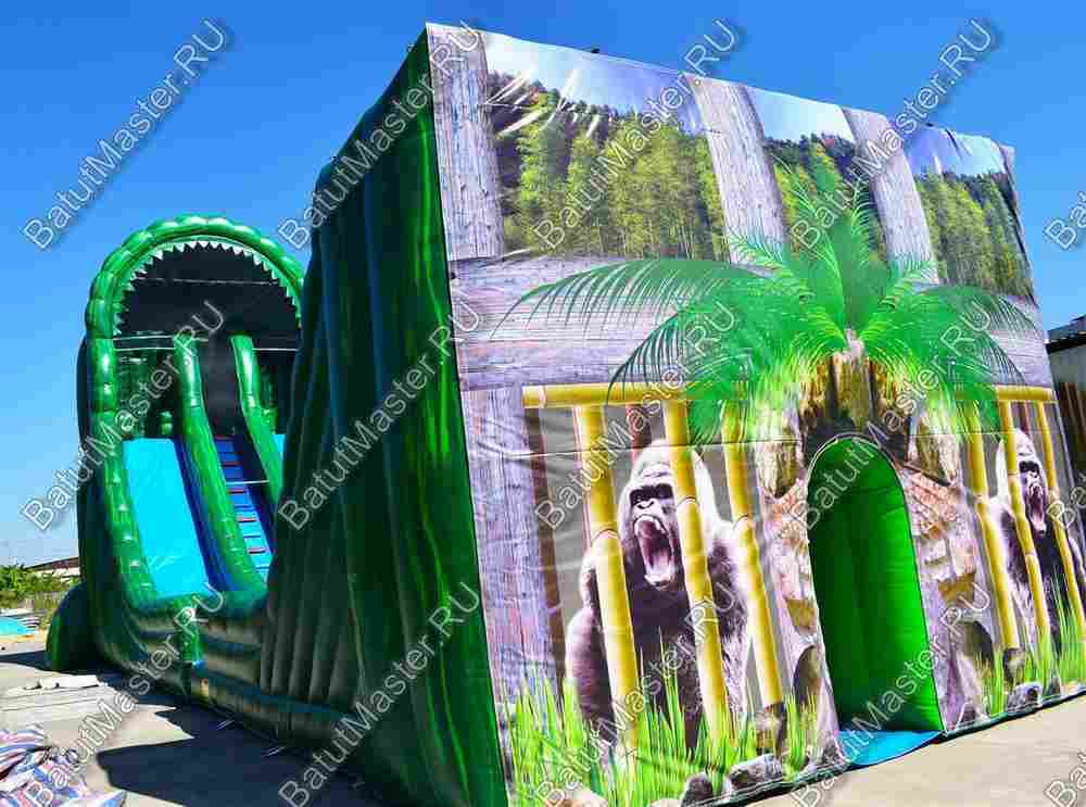 Коммерческий надувной батут-горка "Тропический спуск", 21*6*11 м.