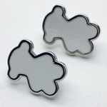 Ювелирные швензы с родиевым покрытием Мишка, цвет белый, размер 17*13 мм, цена за пару