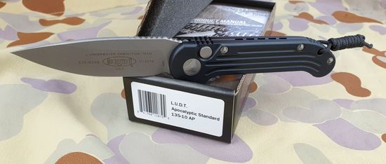 Автоматический нож Microtech MT_135-10AP LUDT, алюм.чёрная рук-ть, клинок M390, апокалиптик