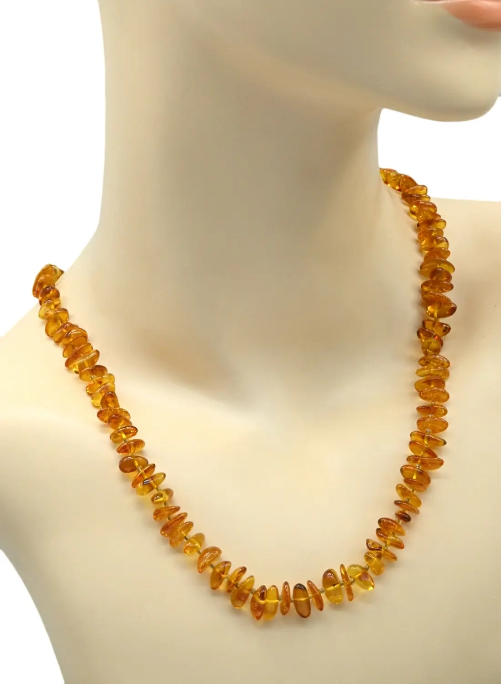 Бусы янтарные галтовка цв.светло- коньячный, 50см