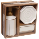 Набор для ванной из 3-х предметов керамический «Грани» белый