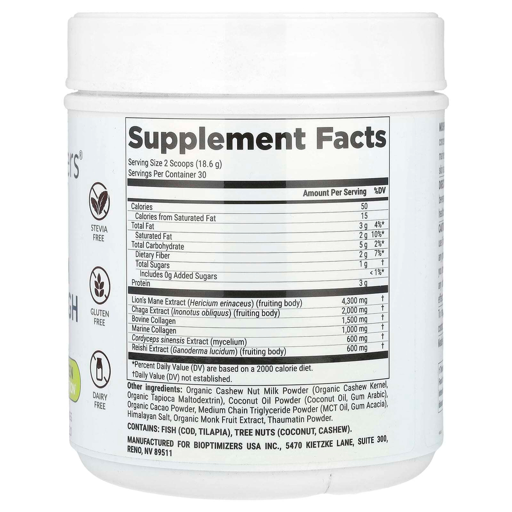 BIOptimizers, Mushroom Breakthrough, Mushroom + Collagen, Chocolicious ™, 558 г (19,7 унции)