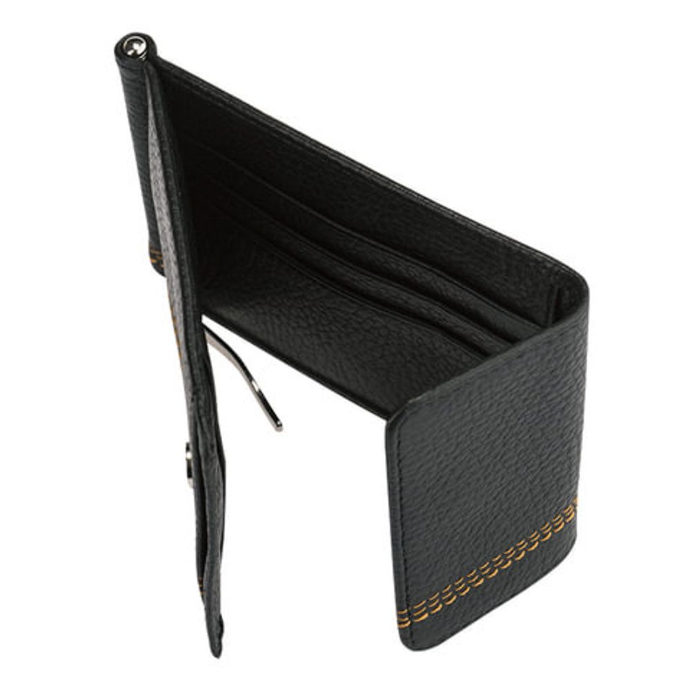 Зажим для купюр FABULA "Brooklyn", натуральная кожа, контрастная отстрочка, 86х126 мм, черный, Z.12.BR