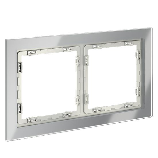 Рамка стеклянная VOLTUM S70 на 2 поста, (сталь, стекло)