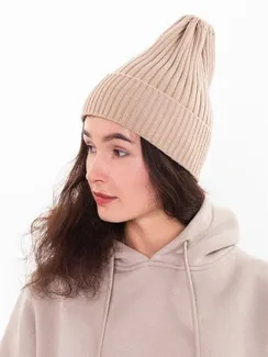 Шапка женская зимняя, цвет какао, размер 52-56