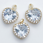 Подвеска Сердце, цвет золото, фианиты, размер 18*16 мм, цена за 1 шт