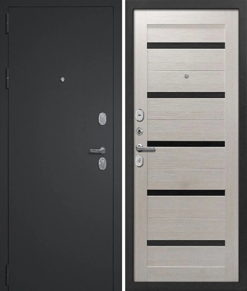 Входная дверь Волга-Бункер КРИСТЕЛ СБ-1 Чёрный муар - Лиственница белёная