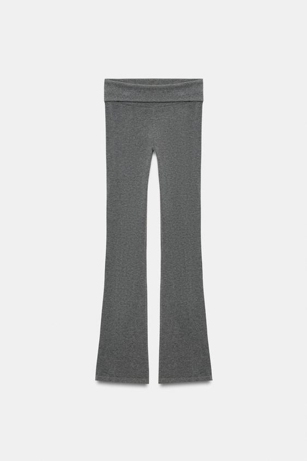ZARA БЕСШОВНЫЕ БРЮКИ FLARE, СЕРЫЙ МЕЛАНЖ