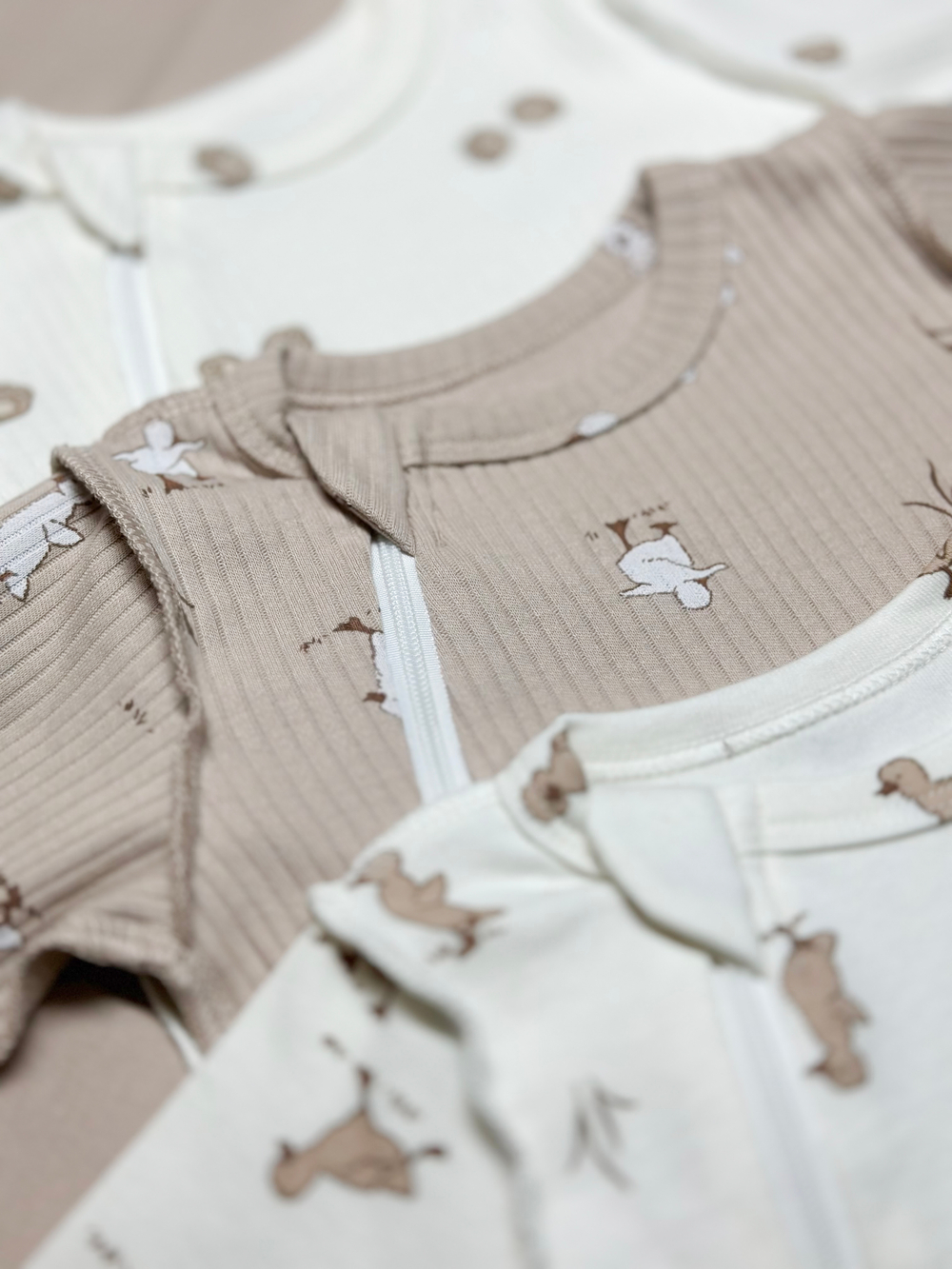 Комбинезон швы наружу на молнии Утята РУБЧИК Светлый кофе RinaAmari