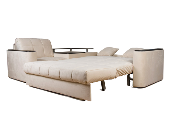 Диван угловой с Баром Неаполь 1,2 - Velutto 17 бежевый/ коричневая накладка