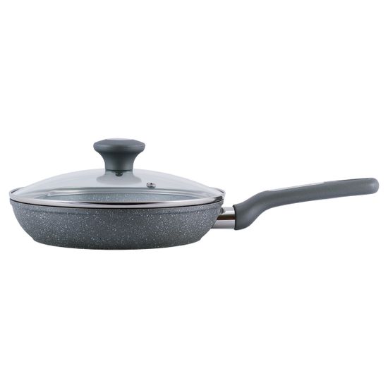 Сковорода 22 см. из алюминия с крышкой Kamille KM-4270GR с мраморным покрытием