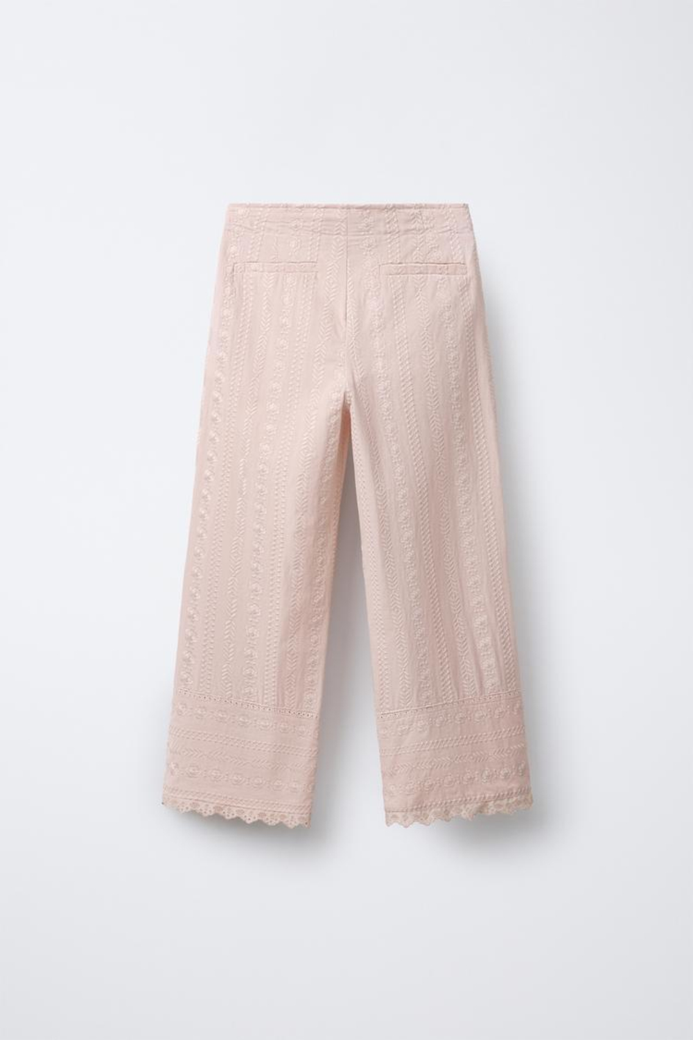 ZARA БРЮКИ ПРЯМОГО КРОЯ С ВЫШИВКОЙ, ЦВЕТ РОЗОВОГО ДЕРЕВА