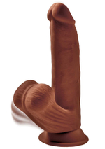 Коричневый фаллоимитатор на присоске 8 Triple Density с подвижной мошонкой - 20,3 см.