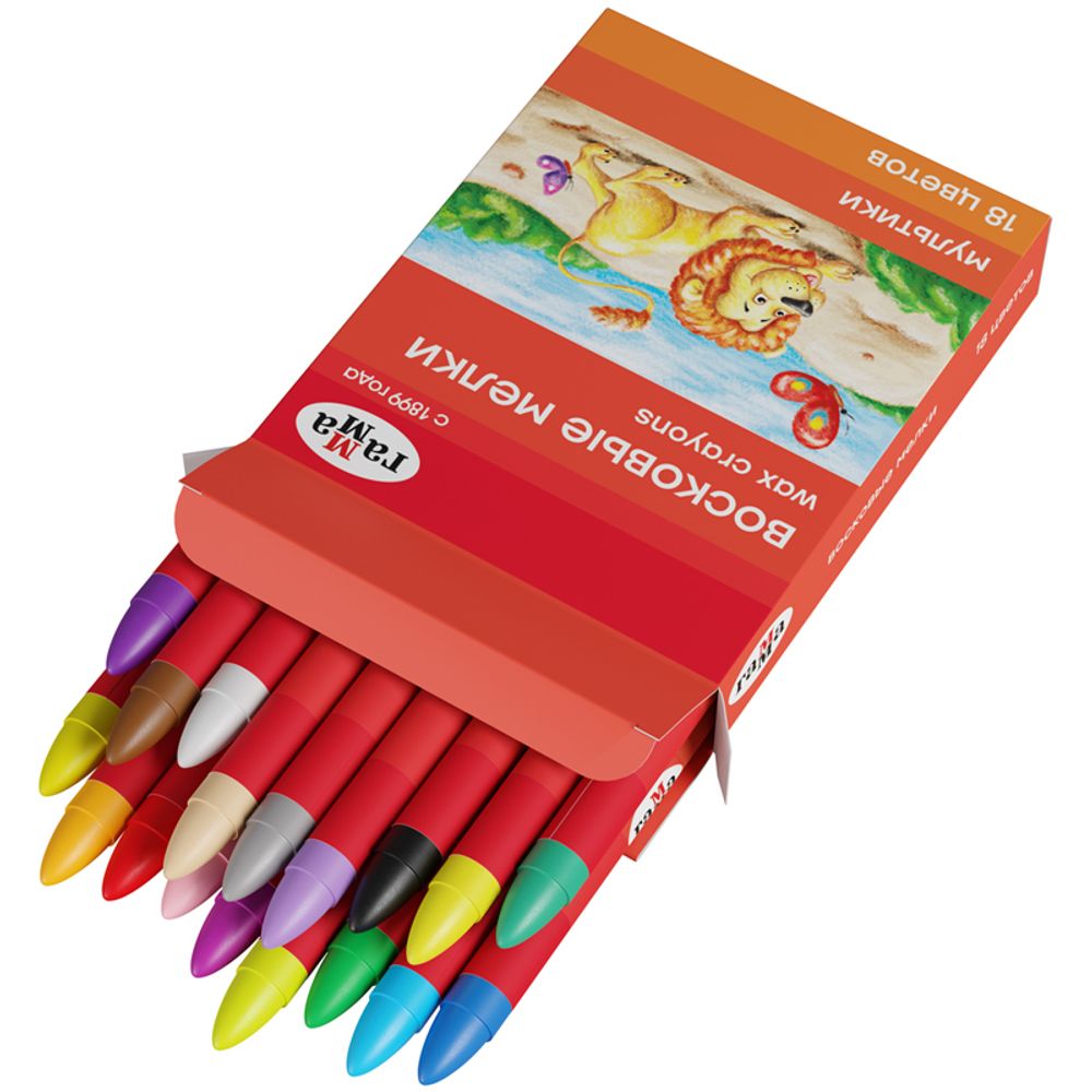 Мелки восковые Гамма "Мультики", 18цв., круглые, картон. упаковка, европодвес