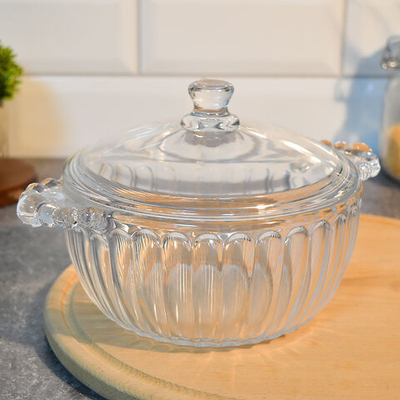 Кастрюля 1,08л стеклянная с крышкой, h12,5см, d21,5см, BW-002