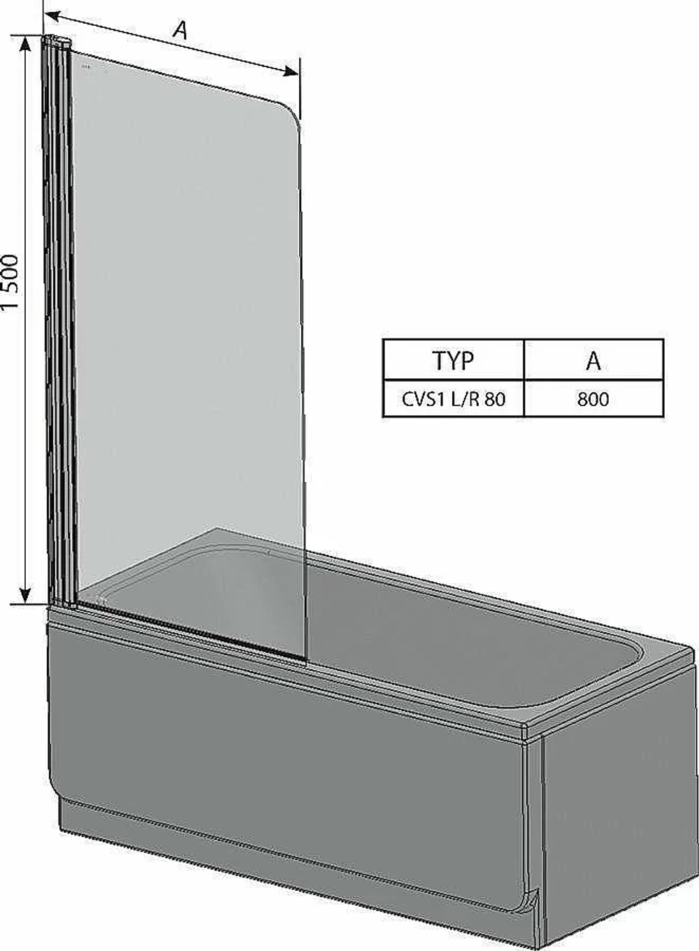 Шторка для ванной Ravak Chrome CVS1 80