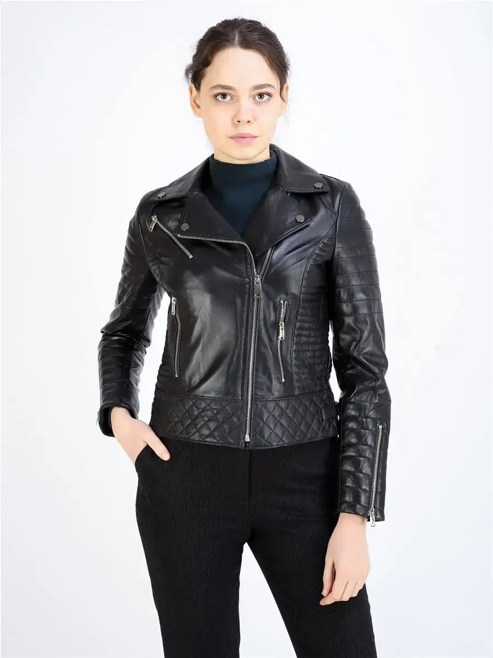 Женская косуха/кожаная/кожаная куртка/Турция