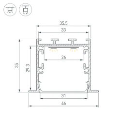 Профиль LINIA49-F-M-3000 WHITE (Arlight, Алюминий) 055396