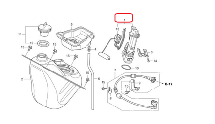 16700-KWN-901. PUMP UNIT, FUEL Honda PCX125 2010 (16700-KWN-902  16700-KWN-903  16700-KWN-904)