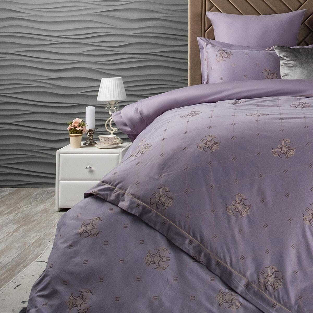 Постельное белье семейное Arya home Royalty Nova сиреневое
