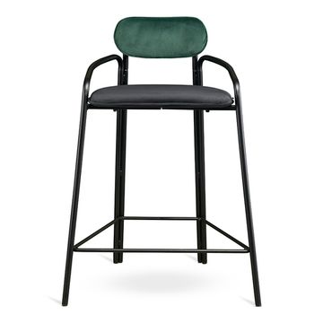 Стул полубарный ror, round, велюр, черный/темно-зеленый/черный