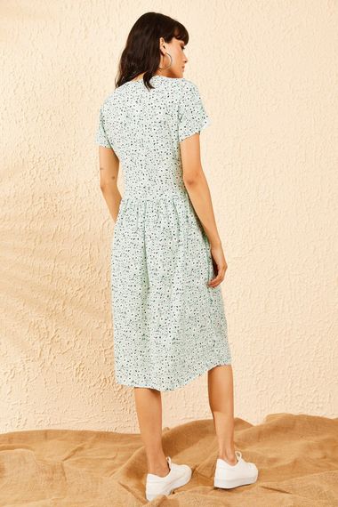 Qadın üçün V yaxalı, güllü don 10091039