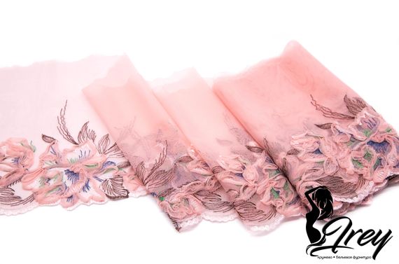 05-79 Вышивка на неэл. сетке 20 см, пудра/кофе (левая)