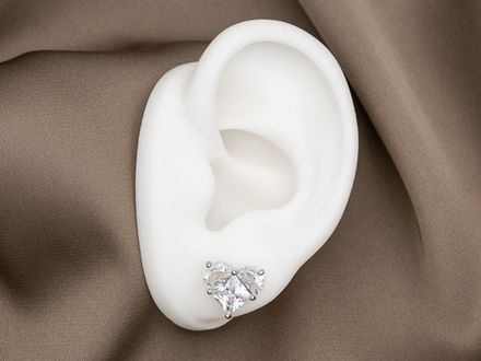 Серьги "Сердце" 11мм, с прозрачными кристаллами