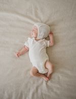 Боди-кимоно с коротким рукавом "Молоко" из ажурного хлопка 0+