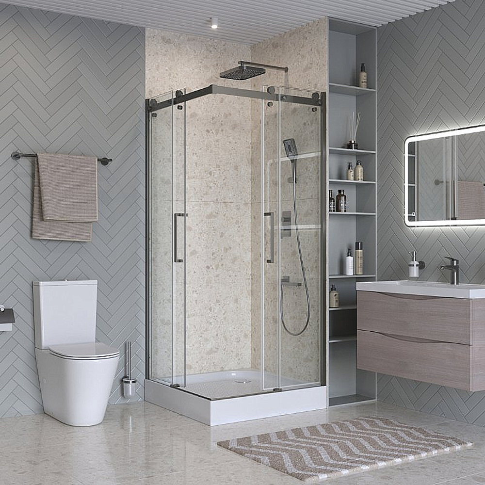 Душевой уголок BelBagno Marino 2-A-2 90x90 стекло прозрачное/профиль оружейная сталь