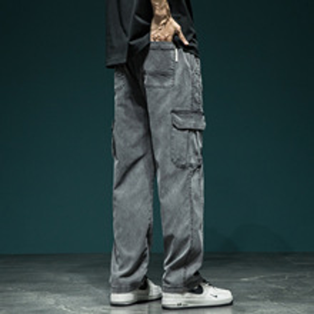 Летние тонкие карго-штаны, мужские прямые свободные брюки большого размера, повседневные длинные брюки, рабочая одежда, универсальные спортивные брюки для мужчин