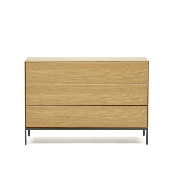 Vedrana Комод с 3 ящиками из дубового шпона со стальными ножками 110 x 75 см