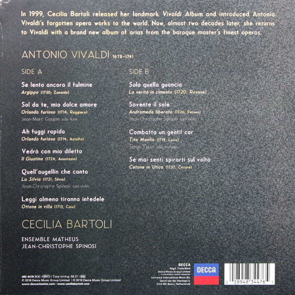 Cecilia Bartoli, Ensemble Matheus, Jean-Christophe Spinosi / Antonio Vivaldi (LP)