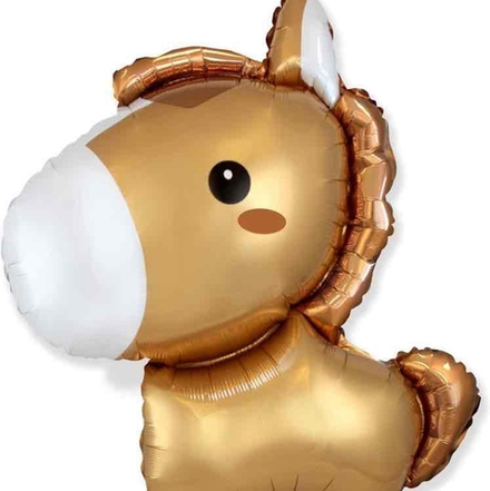 Шар (14""/36 см) Мини-фигура, Маленькая лошадка, Коричневый, 1 шт. Б248