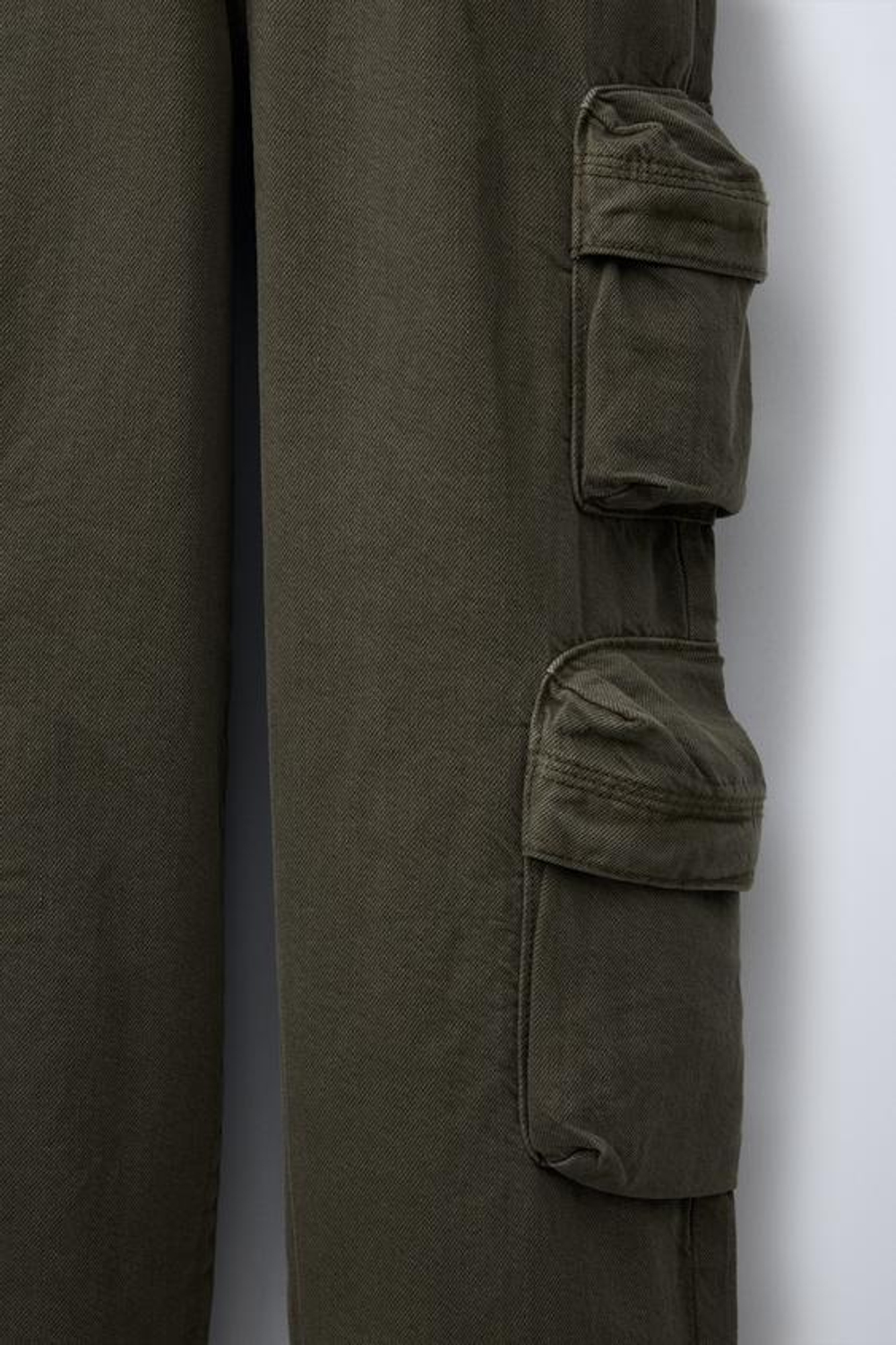 ZARA БРЮКИ КАРГО WIDE LEG, ХАКИ
