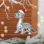 Ёлочная игрушка «Весёлый динозавр» 4*13*11.5 см, Серебро