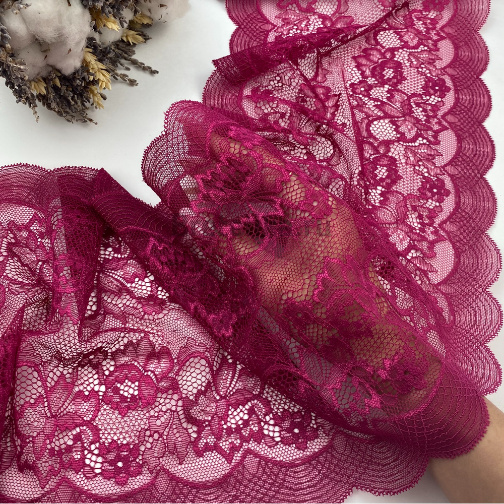 Кружево эластичное малиновое 21,5 см