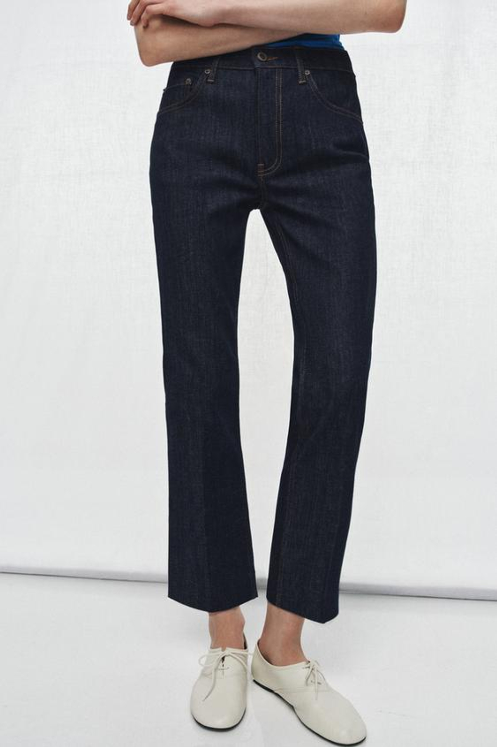 ZARA ДЖИНСЫ BOOTCUT СО СРЕДНЕЙ ПОСАДКОЙ — ZW COLLECTION, СИНИЙ