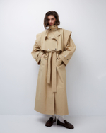 Плащ с кейпом песочный