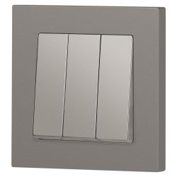 Выключатель Intro Accent 6-106-09 тройной, 10А-250В, IP20, СУ, AL/CU, титан