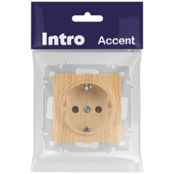 Розетка Intro Accent 6-202-11 2P+E Schuko 16А-250В IP20 СУ AL/CU cосна