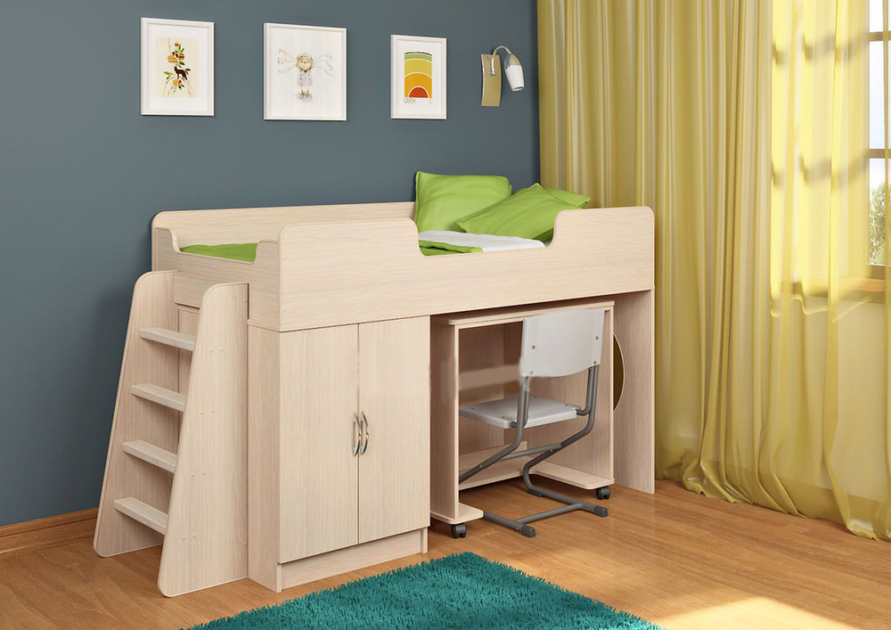 Кровать-чердак КарИВи Легенда 2.2  Дуб Молочный  Дуб Молочный